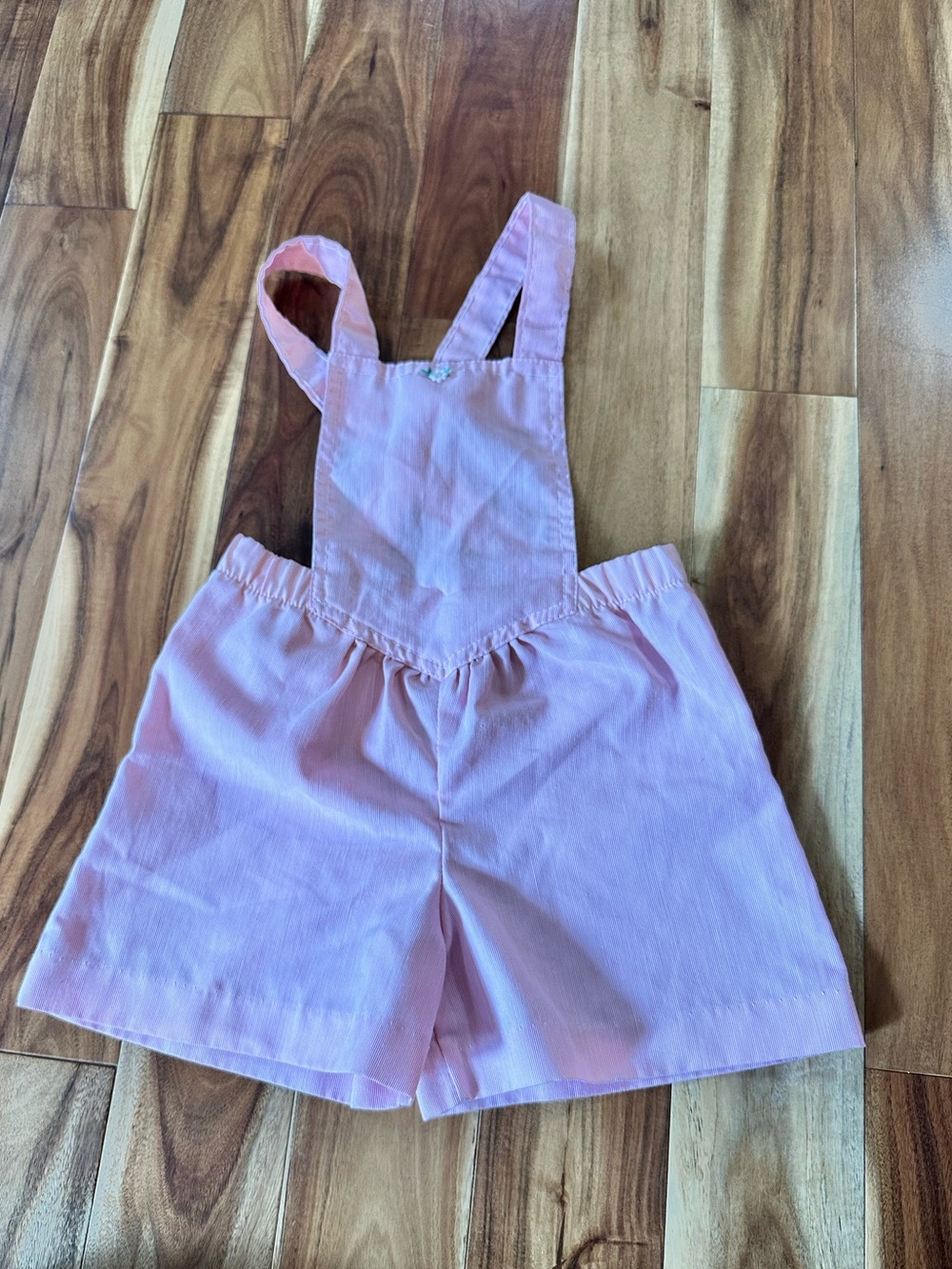 Vintage 80s Garanimals Pastel Pink Pinstripe Romper Shortalls 3T Made in USA